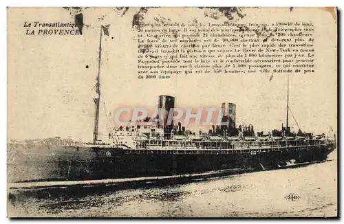 Cartes postales Bateau Paquebot La Provence