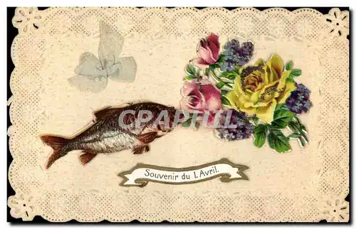 Cartes postales Brodee Fantaisie Fleurs Poisson