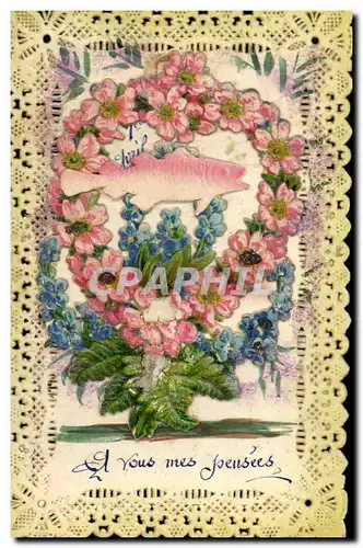 Cartes postales Brodee Fantaisie Fleurs Poisson