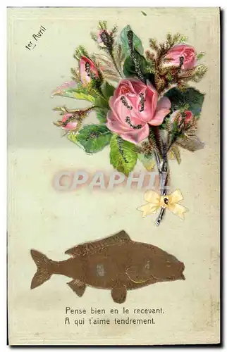 Ansichtskarte AK Fantaisie Fleurs Poisson