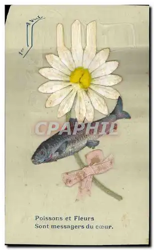 Ansichtskarte AK Fantaisie Fleurs Poisson