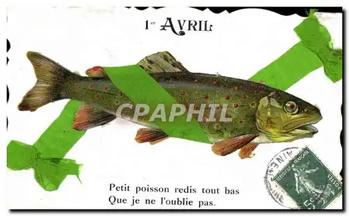 Ansichtskarte AK Fantaisie Fleurs Poisson 1er Avril