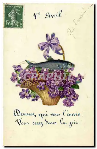 Cartes postales Fantaisie Fleurs Poisson