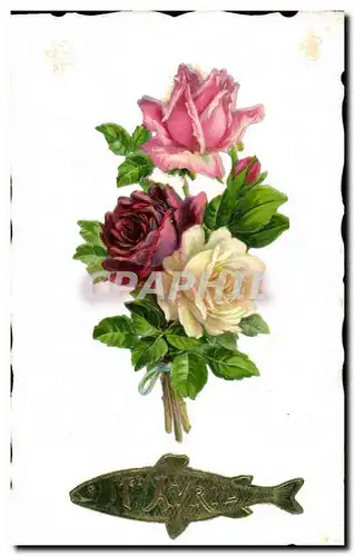 Cartes postales Fantaisie Fleurs Poisson