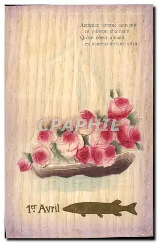 Cartes postales Fantaisie Fleurs Poisson 1er Avril