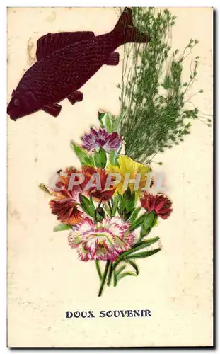 Cartes postales Fantaisie Fleurs Poisson