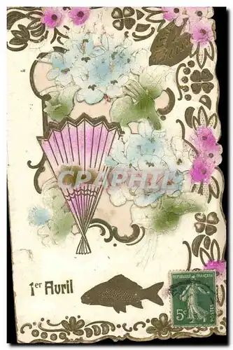 Cartes postales Fantaisie Fleurs Poisson 1er Avril