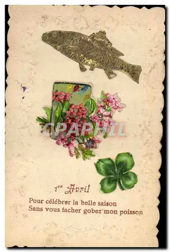 Cartes postales Fantaisie Fleurs Poisson