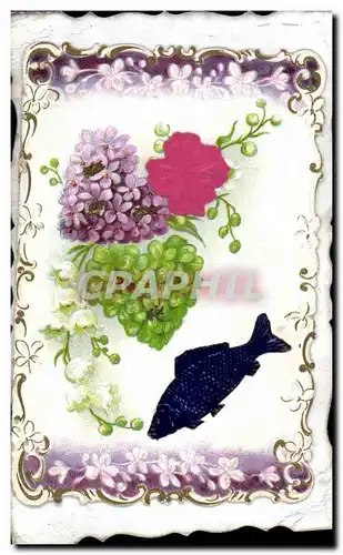 Cartes postales Fantaisie Fleurs Poisson