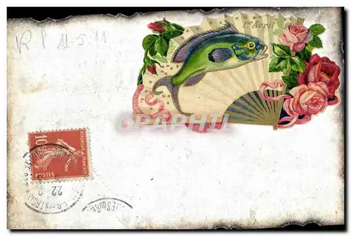 Cartes postales Fantaisie Fleurs Poisson