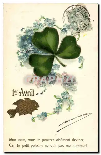 Cartes postales Fantaisie Fleurs Poisson Trefle