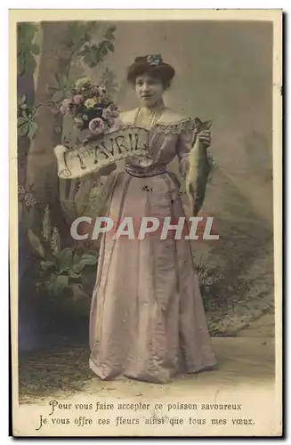 Cartes postales Fantaisie Paques Poisson Femme 1er Avril