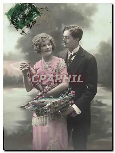 Cartes postales Fantaisie Paques Poisson Femme 1er Avril