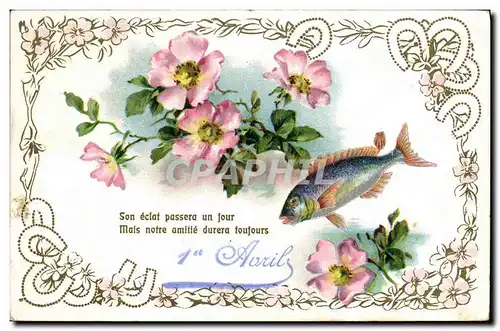 Ansichtskarte AK Fantaisie Paques Poisson 1er Avril