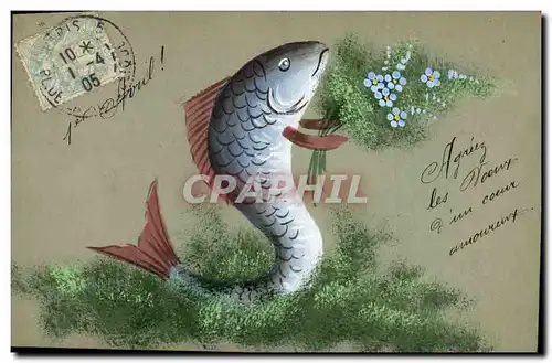 Cartes postales Fantaisie Paques Poisson