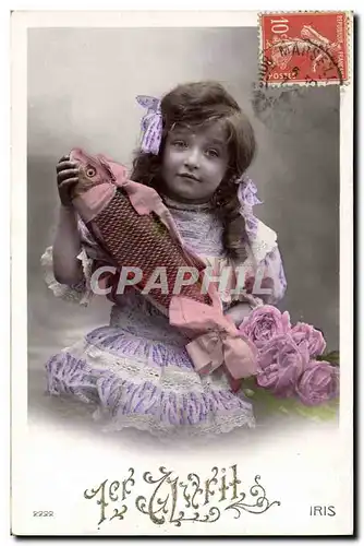 Cartes postales Fantaisie Paques Poisson Enfant 1er Avril