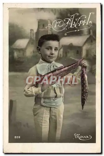 Cartes postales Fantaisie Paques Poisson Enfant 1er Avril