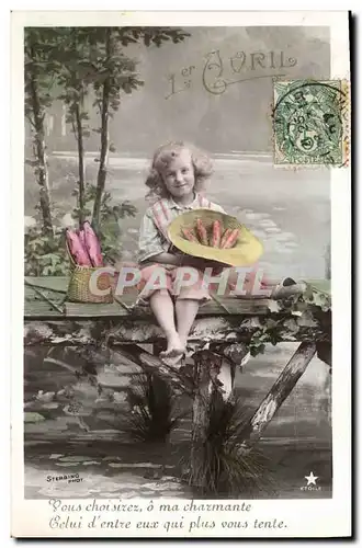 Cartes postales Fantaisie Paques Poisson Enfant 1er Avril