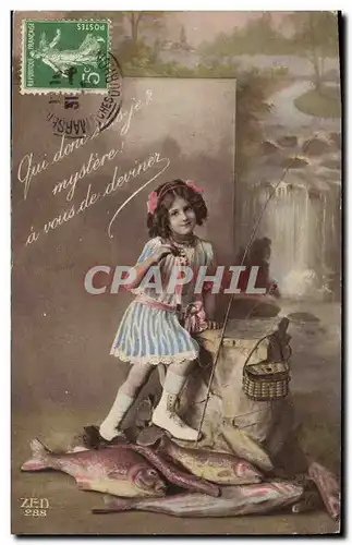 Cartes postales Fantaisie Paques Poisson Enfant 1er Avril Peche