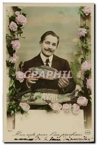 Cartes postales Fantaisie Paques Poisson Homme