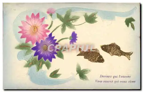 Cartes postales Fantaisie Paques Poisson Fleurs 1er Avril