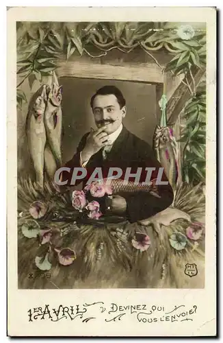 Cartes postales Fantaisie Paques Poisson Homme 1er Avril
