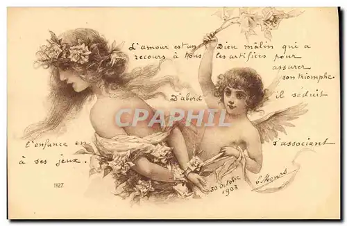 Cartes postales Fantaisie Illustrateur Femme Ange