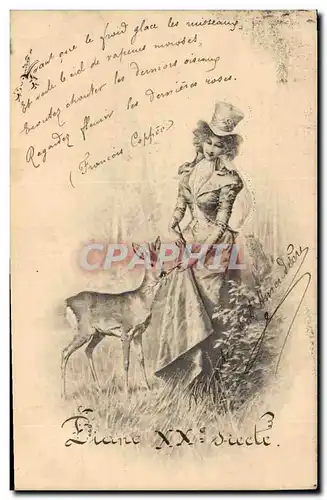 Cartes postales Fantaisie Femme Biche