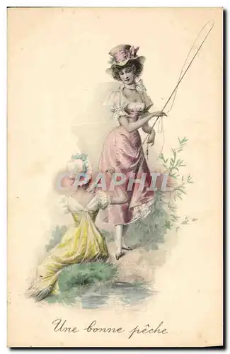 Cartes postales Fantaisie Femme Peche