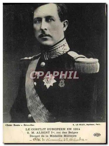 Cartes postales Militaria SM Albert 1er Roi des Belges Decore de la Medaille Militaire