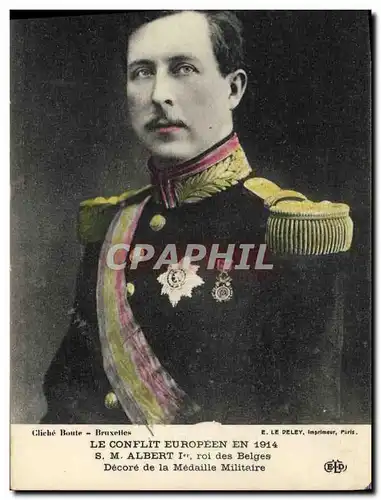 Cartes postales Militaria SM Albert 1er Roi des Belges Decore de la Medaille Militaire
