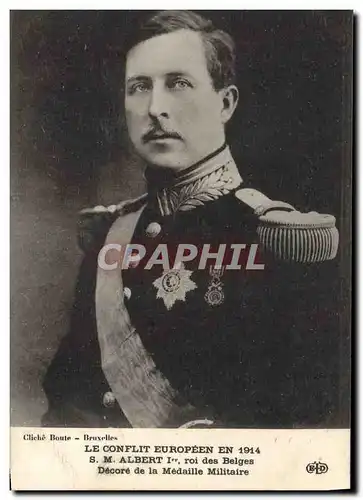 Cartes postales Militaria SM Albert 1er Roi des Belges Decore de la Medaille Militaire