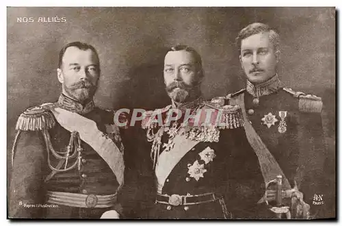 Cartes postales Militaria Nos allies George V Nicolas II Albert Russie Russia