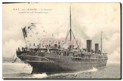 Cartes postales Bateau Paquebot Le Havre La Provence paquebot de la Cie Transatlantique