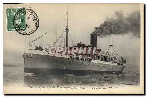 Cartes postales Bateau Paquebot Pampa Societe Generale de Transports Maritimes