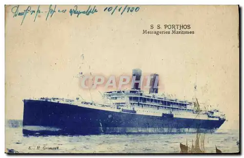 Cartes postales Bateau Paquebot SS Porthos Messageries Maritimes