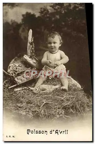 Cartes postales Fantaisie Paques Poisson Enfant Bebe