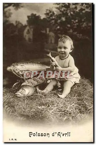 Cartes postales Fantaisie Paques Poisson Enfant Bebe