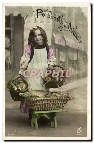 Cartes postales Fantaisie Paques Poisson Enfant