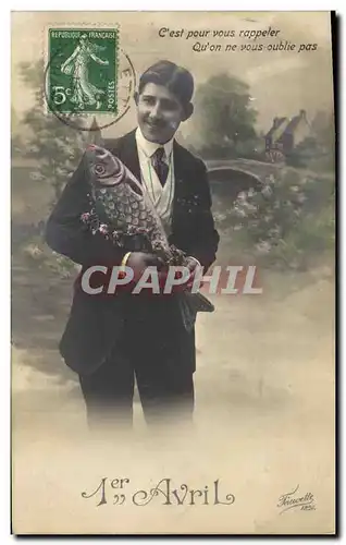Cartes postales Fantaisie Paques Poisson Homme 1er Avril