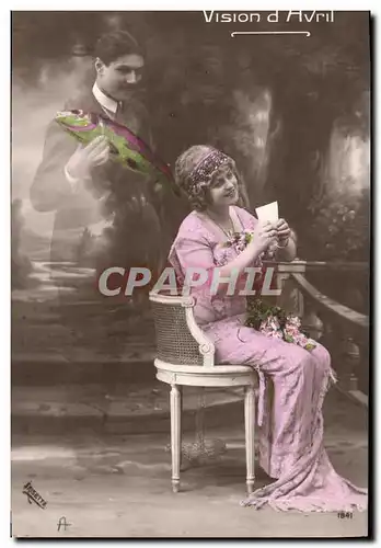 Cartes postales Fantaisie Paques Poisson Femme