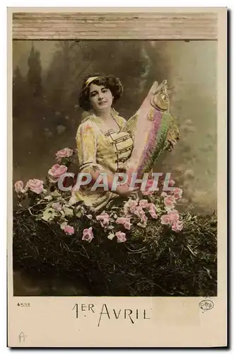 Cartes postales Fantaisie Paques Poisson Femme 1er Avril