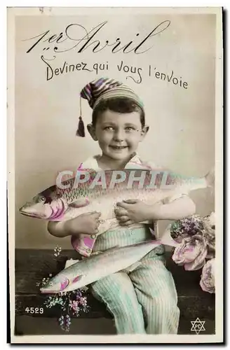 Cartes postales Fantaisie Paques Poisson Enfant 1er Avril