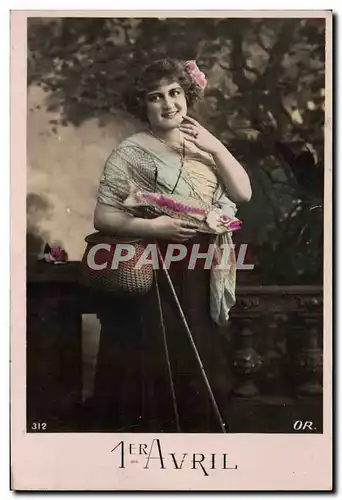 Cartes postales Fantaisie Paques Poisson Femme