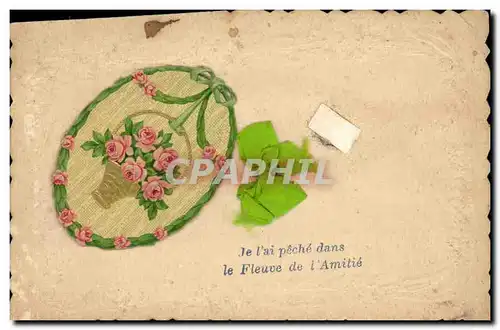 Cartes postales Fantaisie Paques Poisson Fleurs
