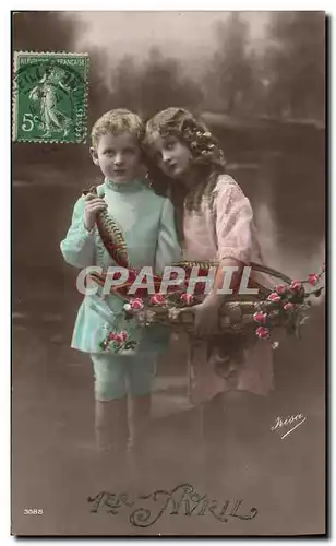 Cartes postales Fantaisie Paques Poisson Enfants 1er Avril