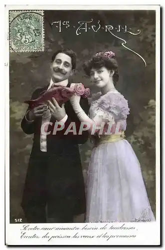 Cartes postales Fantaisie Paques Poisson Femme 1er Avril