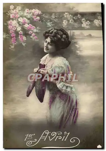 Cartes postales Fantaisie Paques Poisson Femme 1er Avril