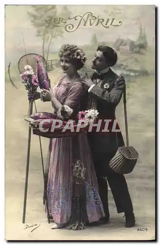 Cartes postales Fantaisie Paques Poisson Femme 1er Avril