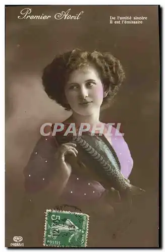 Cartes postales Fantaisie Paques Poisson Femme 1er Avril